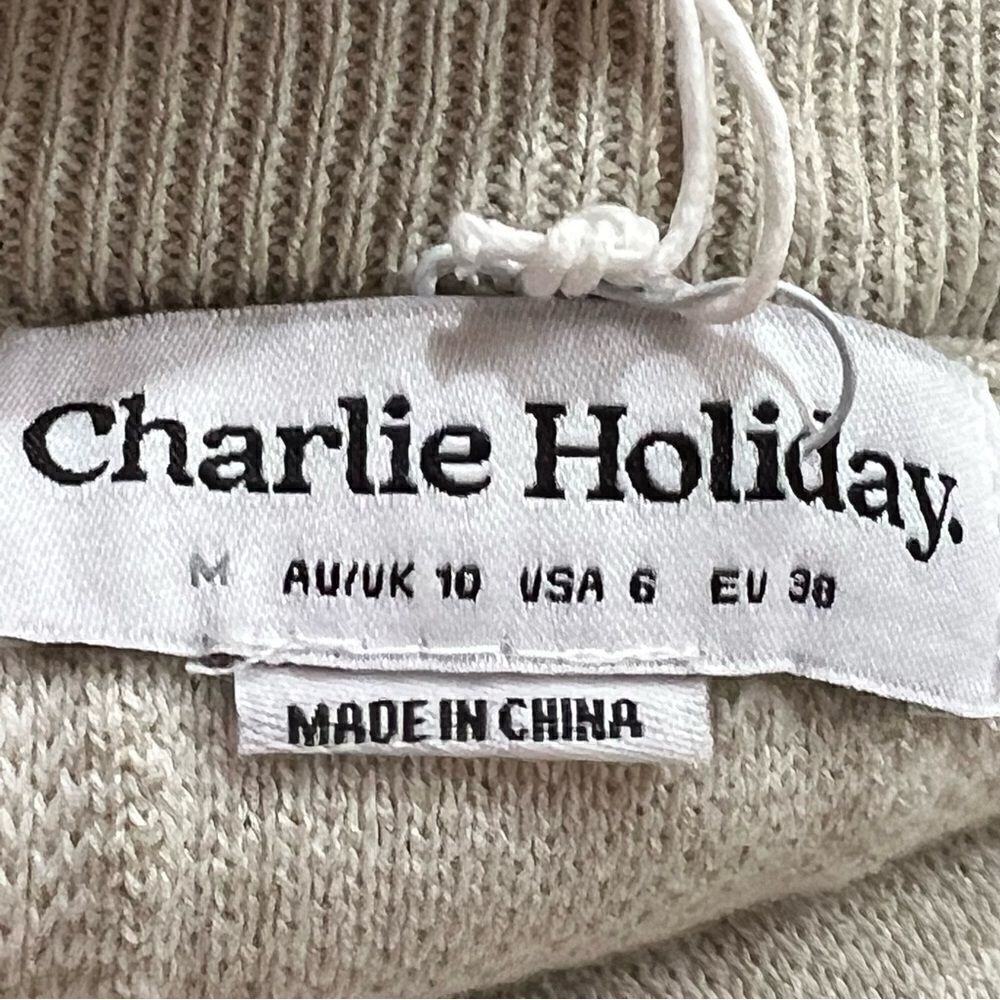 Charlie Holiday Grid Avalon Skirt tan and cream sweater skirt NWT - Picture 9 of 14